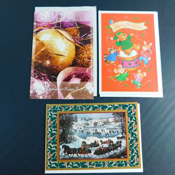 Lot of 25 Christmas Greeting Holiday Cards Unused, Envelopes Multiple Designs - Picture 7 of 16